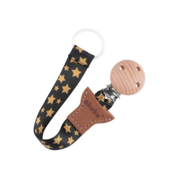 Κλιπ Πιπίλας Akuku Ανθρακί Αστέρια A0585