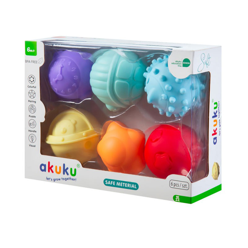 Μπάλες Δραστηριοτήτων (Σετ 6Τμχ) Akuku Sensory Balls A0640 Home Παιχνίδια Spitishop