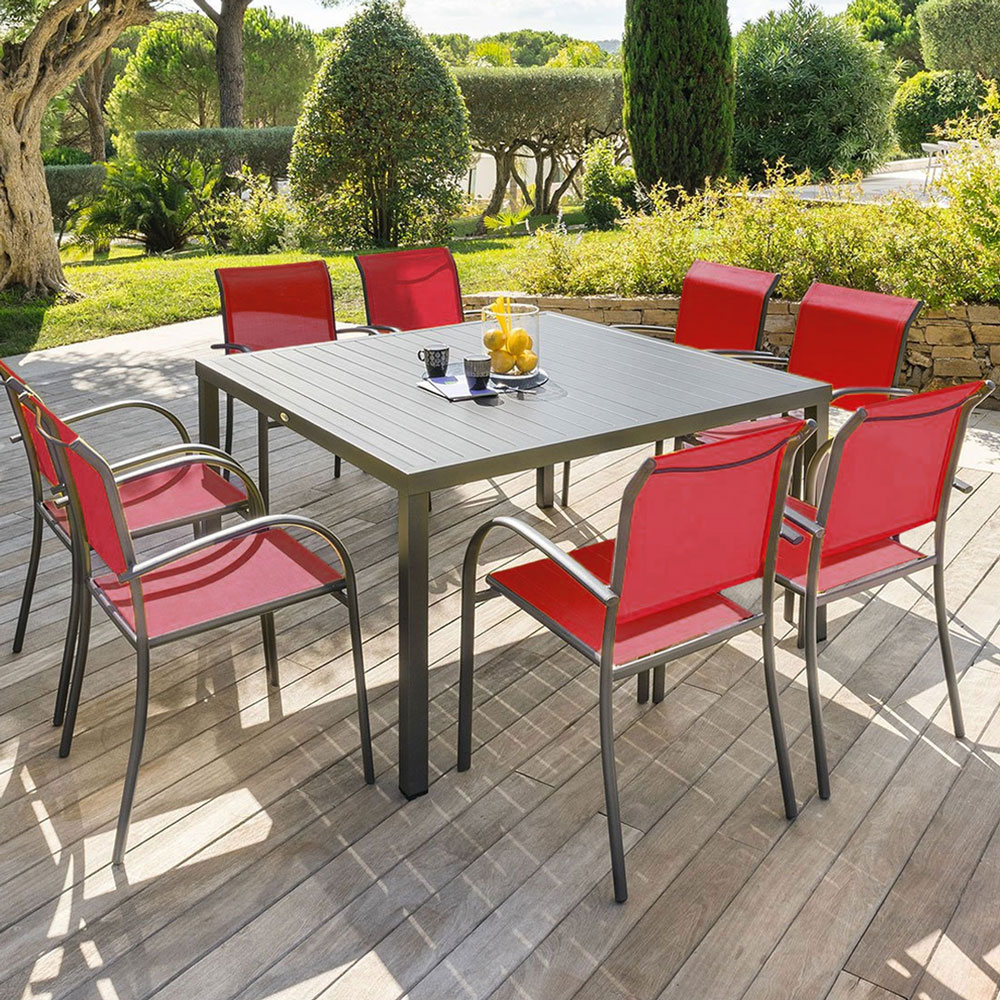 Σετ Κήπου Τραπέζι (136x136x73) + 8 Καρέκλες H-S Piazza Pomegranate