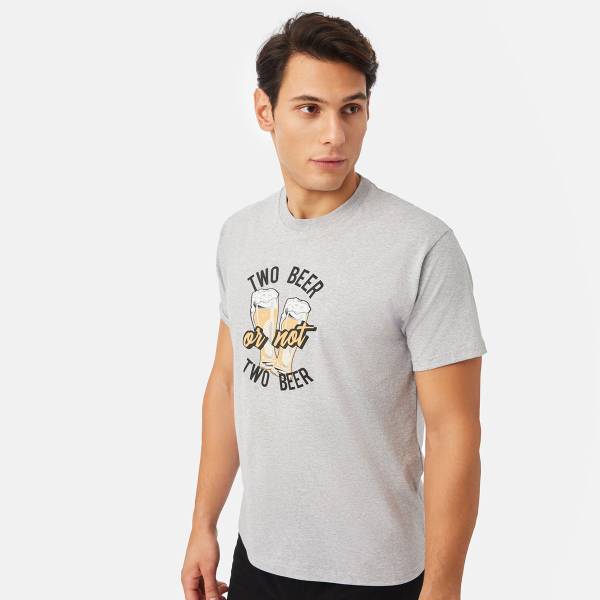 Πιτζάμα Ανδρική Καλοκαιρινή Minerva Two Beer 71431-133 Γκρι