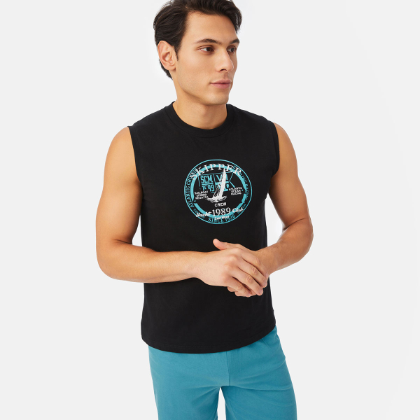 Πιτζάμα Ανδρική Καλοκαιρινή Minerva Skipper 71438-045 Μαύρο