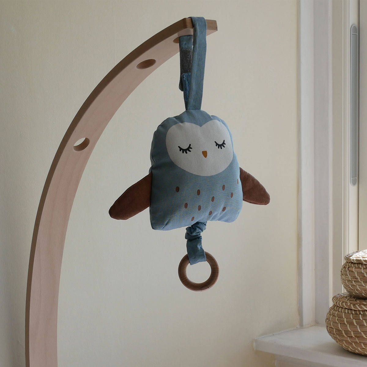 Κρεμαστό Λούτρινο Ζωάκι με Ήχο Franck Fischer Ugla Owl Blue Home Παιχνίδια Λούτρινα Ζωάκια - Κούκλες Spitishop