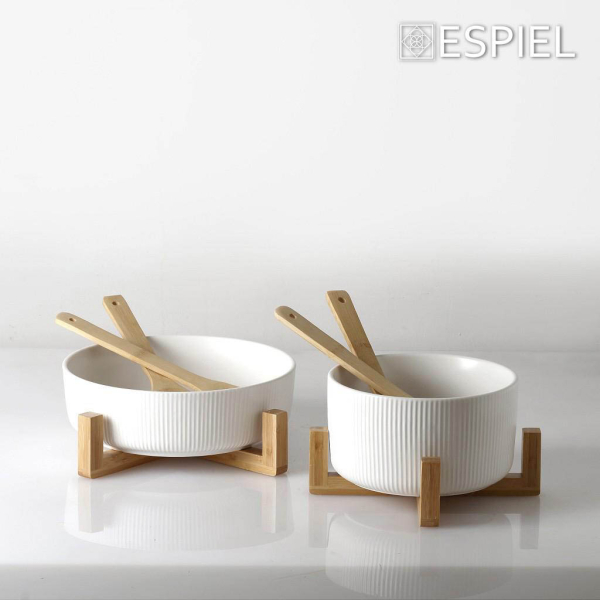 Σαλατιέρα Με Κουτάλες + Βάση Espiel TVL104