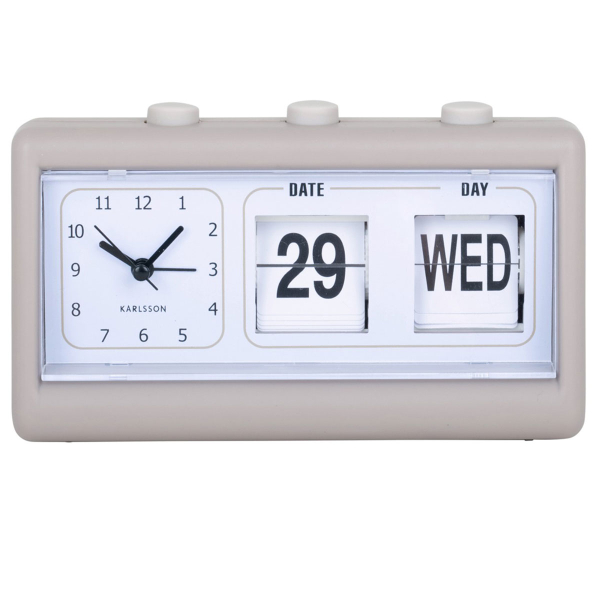 Ρολόι Επιτραπέζιο (19x11.5x6.4) Ξυπνητήρι & Ημερολόγιο Karlsson Data Flip D.Grey