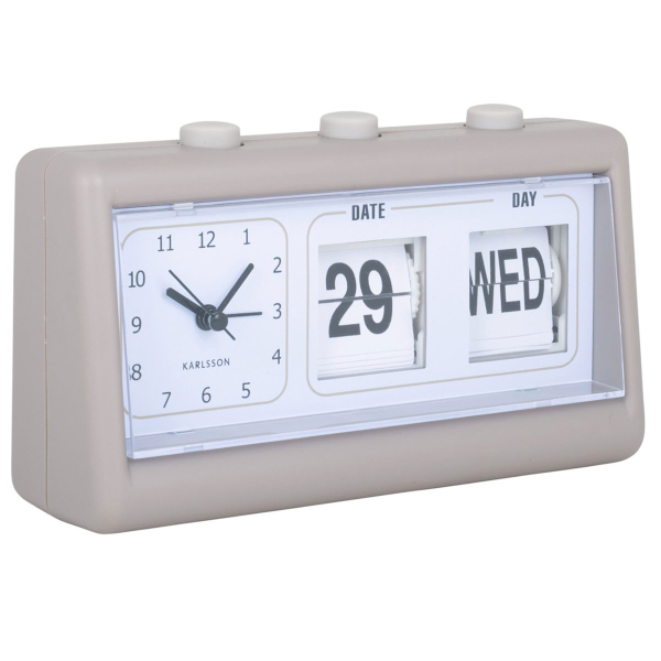 Ρολόι Επιτραπέζιο (19x11.5x6.4) Ξυπνητήρι & Ημερολόγιο Karlsson Data Flip D.Grey