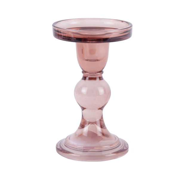 Κηροπήγιο (Φ8.5x9) Present Time By Octopus Glass Art Pink