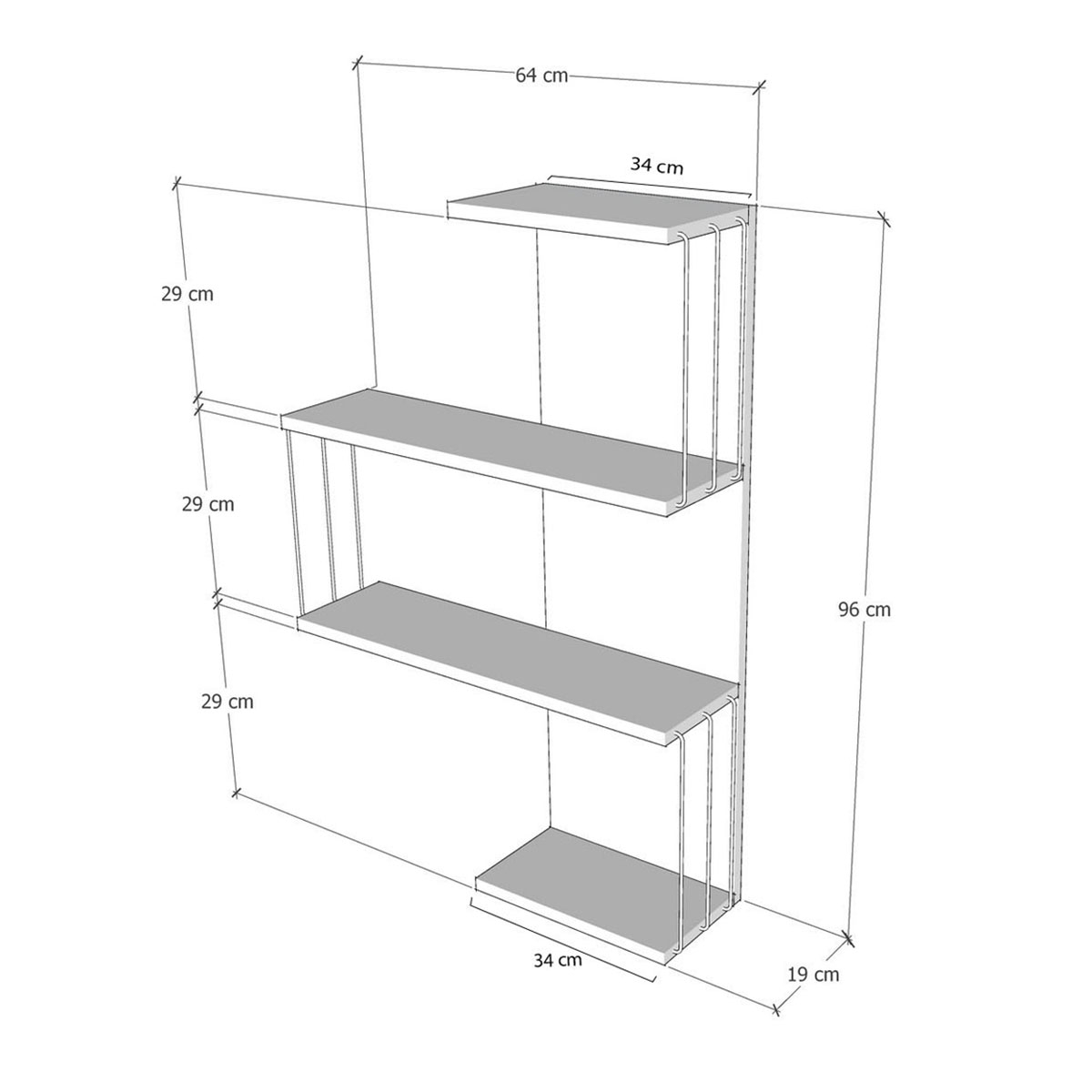 Ραφιέρα Τοίχου (64X19X96) A-G Cambel 854Kln1737 White Anthracite Home Οργάνωση & Αποθήκευση Ράφια Spitishop