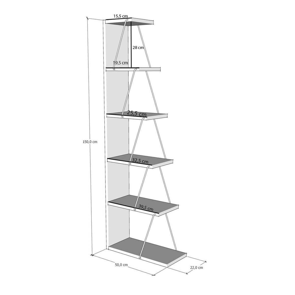 Βιβλιοθήκη Δαπέδου 5 Θέσεων (50X22X150) A-G Tlos 854Kln3606 Pine Home Έπιπλα Βιβλιοθήκες - Ραφιέρες Spitishop