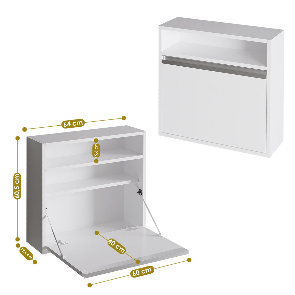 Γραφείο Τοίχου με Ράφια (64X20X60) Ράφι A-G Optimum 793Elg3801 White Home Παιδικά Βρεφικά & Έπιπλα Τραπεζάκια - Γραφεία Spitishop