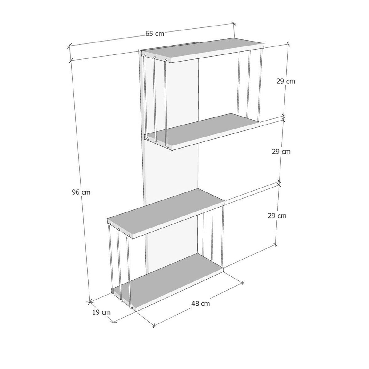 Ραφιέρα Τοίχου (65X19X96) A-G Destan 854Kln1730 White Anthracite Home Οργάνωση & Αποθήκευση Ράφια Spitishop