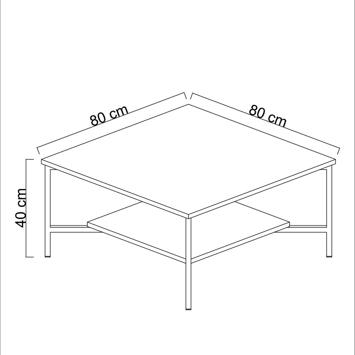 Τραπέζι Σαλονιού με Ράφι (80X80X40) A-G 618Bly1148 Anthracite Black Home Έπιπλα Τραπεζάκια & Βοηθητικά Spitishop