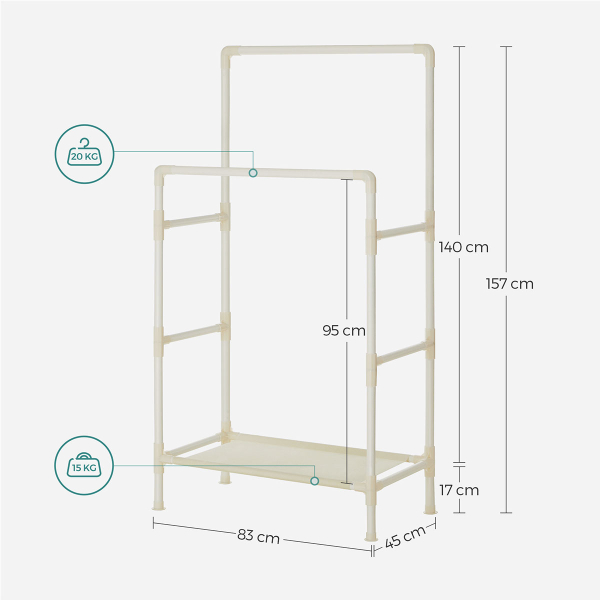 Κρεμάστρα Δαπέδου Διπλή (88x44x154) Songmics RDR01WT