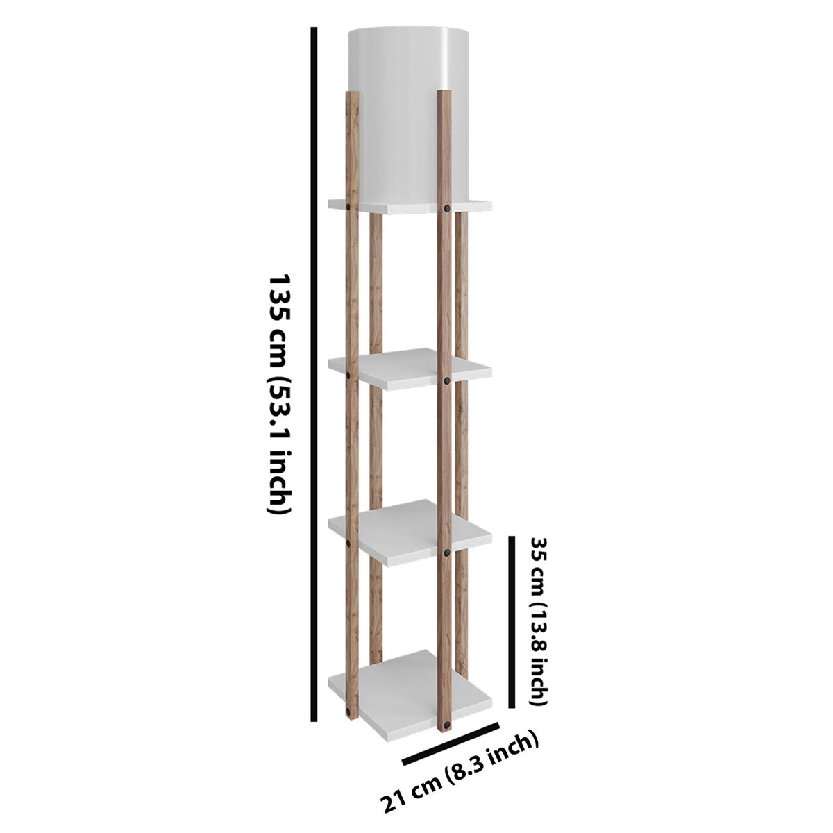 Φωτιστικό Δαπέδου με Ραφιέρα A-G Nora 390Flh1146 White Natural Home Φωτιστικά Spitishop
