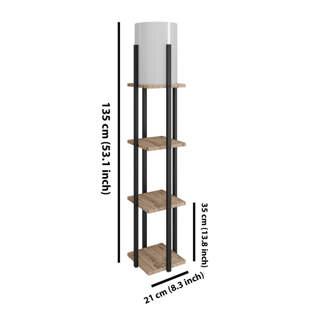 Φωτιστικό Δαπέδου με Ραφιέρα A-G Nora 390Flh1148 Natural Black Home Φωτιστικά Spitishop