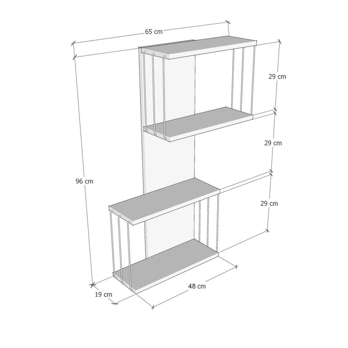 Ραφιέρα Τοίχου (65X19X96) A-G Destan 854Kln1729 Pine White Home Οργάνωση & Αποθήκευση Ράφια Spitishop