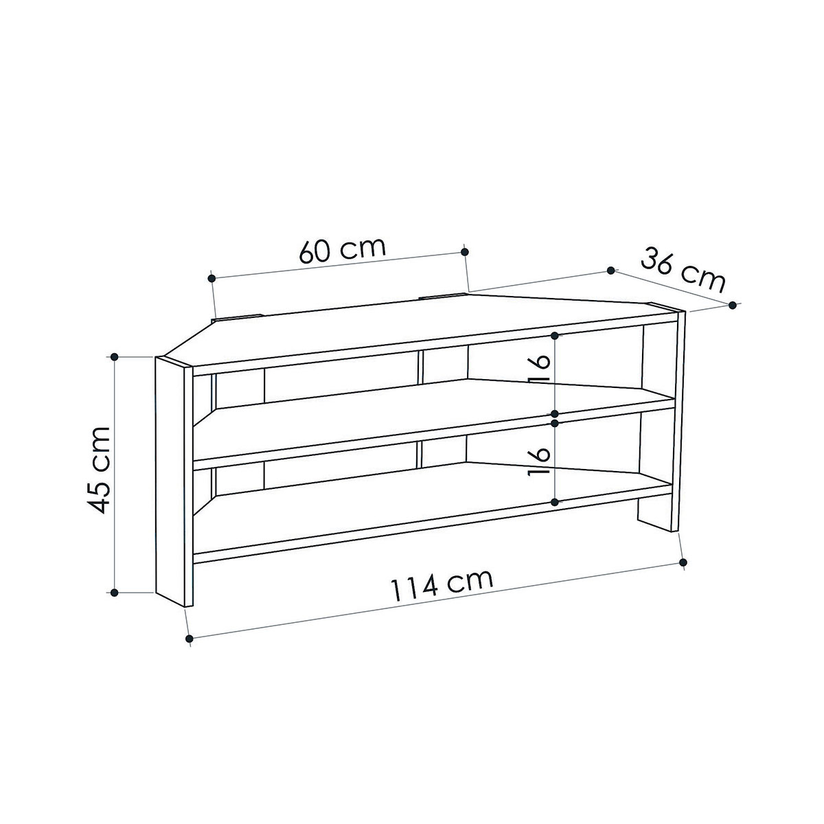 Έπιπλο Τηλεόρασης Γωνιακό (114X36X45) A-G Thales 776Hms3043 Oak Home Έπιπλα Σαλονιού Spitishop