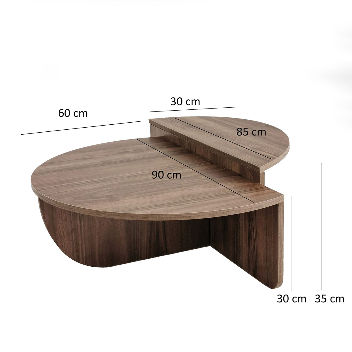 Τραπέζια Σαλονιού (Σετ 2Τμχ) A-G Podium 552Nos2234 Walnut Home Έπιπλα Τραπεζάκια & Βοηθητικά Spitishop