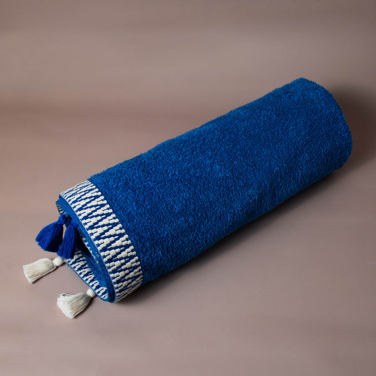 Πετσέτα Θαλάσσης (80X160) White Fabric Palm Beach Blue Home Πετσέτες Ενηλίκων Spitishop