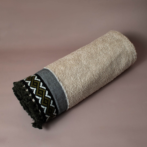 Πετσέτα Θαλάσσης (80x160) White Fabric Lyla Beige