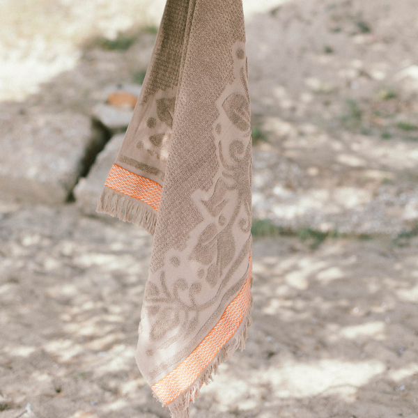 Πετσέτα Θαλάσσης (80x160) White Fabric Herringbonne Beige