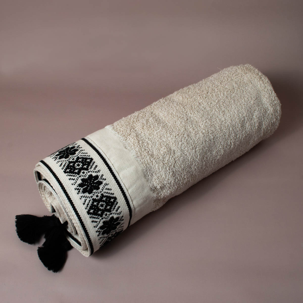 Πετσέτα Θαλάσσης (80x160) White Fabric Jessie Beige