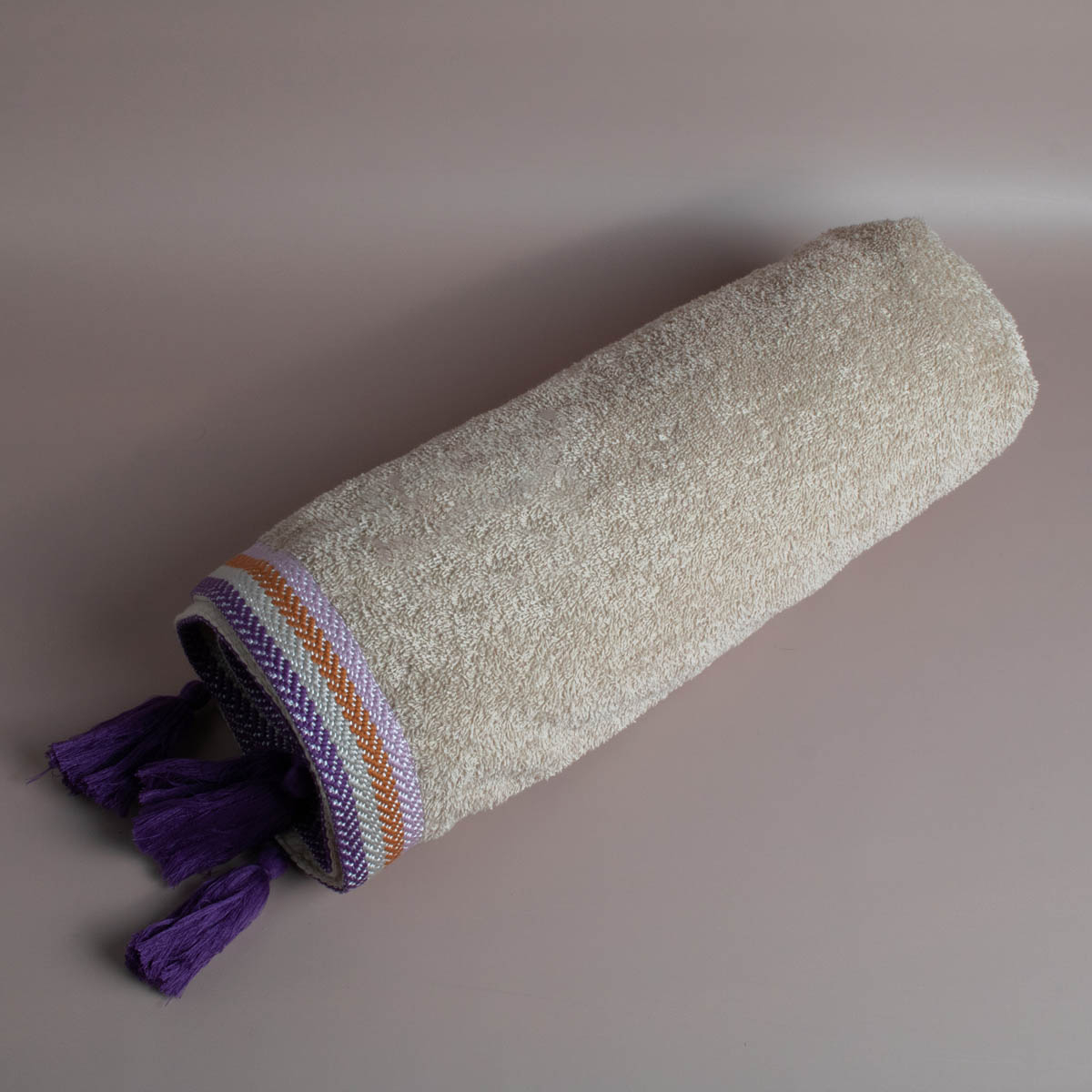Πετσέτα Θαλάσσης (80X160) White Fabric Purple Knit Home Πετσέτες Ενηλίκων Spitishop