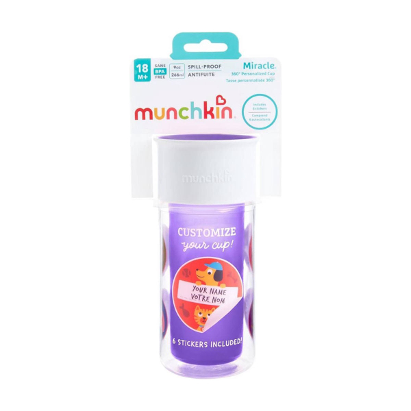 Ποτήρι Εκπαιδευτικό 266ml Munchkin Miracle 360 Sticker Purple