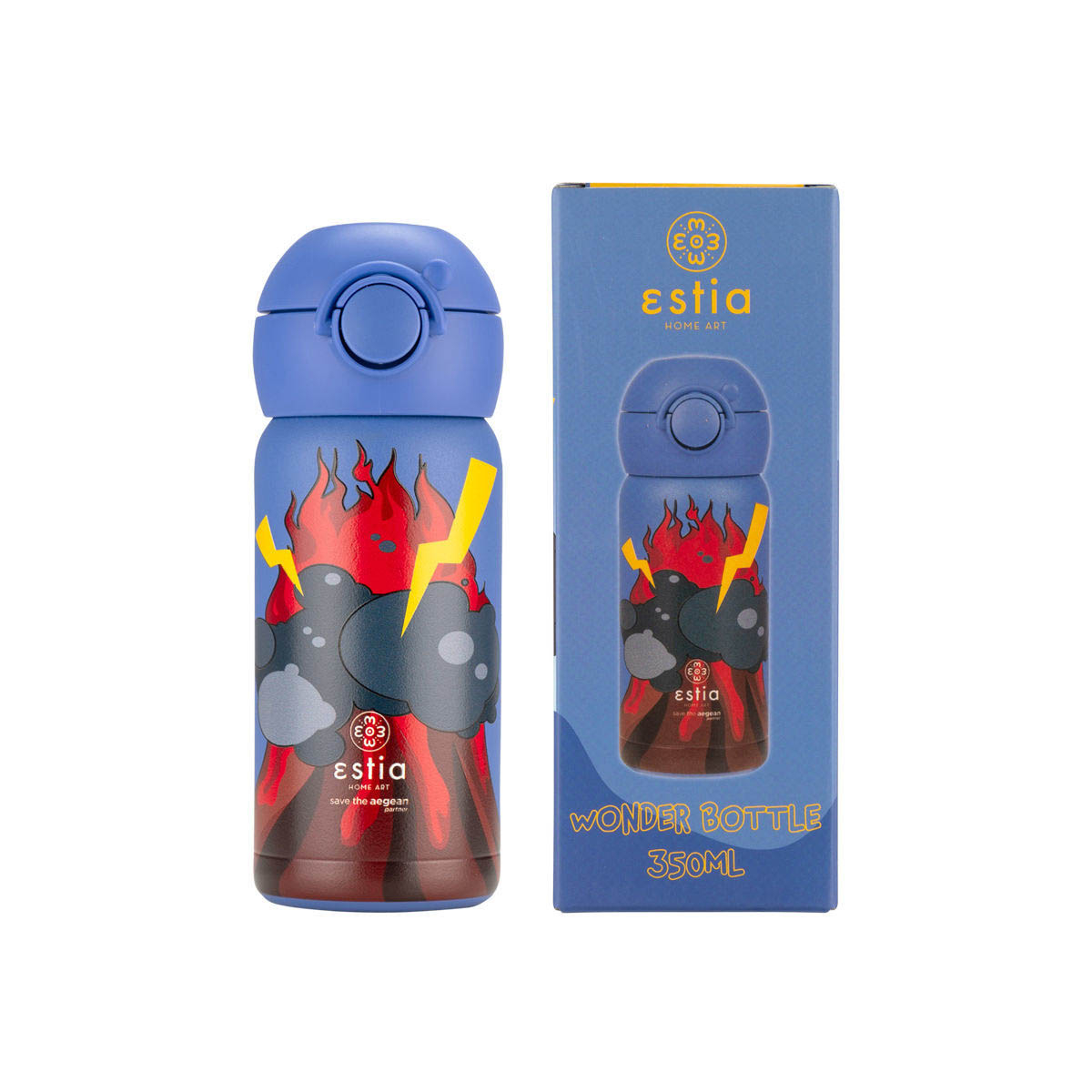 Παγούρι - Θερμός 350Ml με Καλαμάκι Estia Save The Aegean Lava Splash 01-23508 Home Παιδικά Είδη Φαγητού & Αξεσουάρ Σερβιρίσματος Spitishop