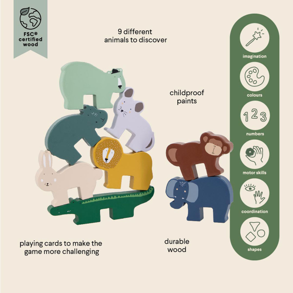 Ξύλινο Παιχνίδι Δραστηριότητας Trixie Animal Stacking Game