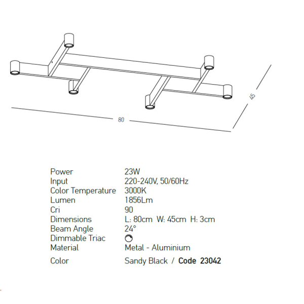 Φωτιστικό Πλαφονιέρα LED Dimmable Zambelis 23042 Black
