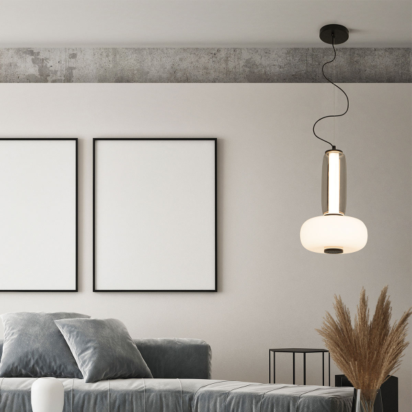 Φωτιστικό Οροφής Μονόφωτο LED Zambelis 23084 Smoked Glass