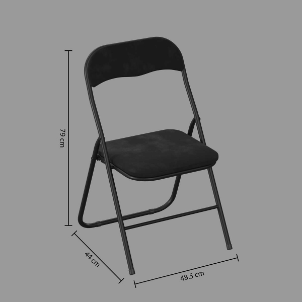 Πτυσσόμενη Καρέκλα Κουζίνας (44x45x79) F-V Velours Noir 164715A