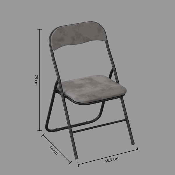 Πτυσσόμενη Καρέκλα Κουζίνας (44x45x79) F-V Velours Gris 164715B