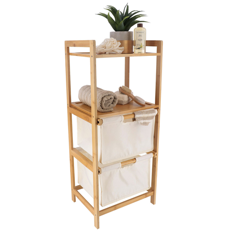 Ραφιέρα Δαπέδου 2 Θέσεων Με Συρτάρια (38x30x90) T-D Natural/Bamboo 98205104