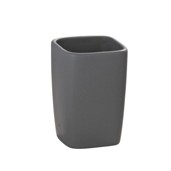 Ποτηροθήκη Μπάνιου (7.5x7.5x10.7) Wenko Faro Grey 20019100