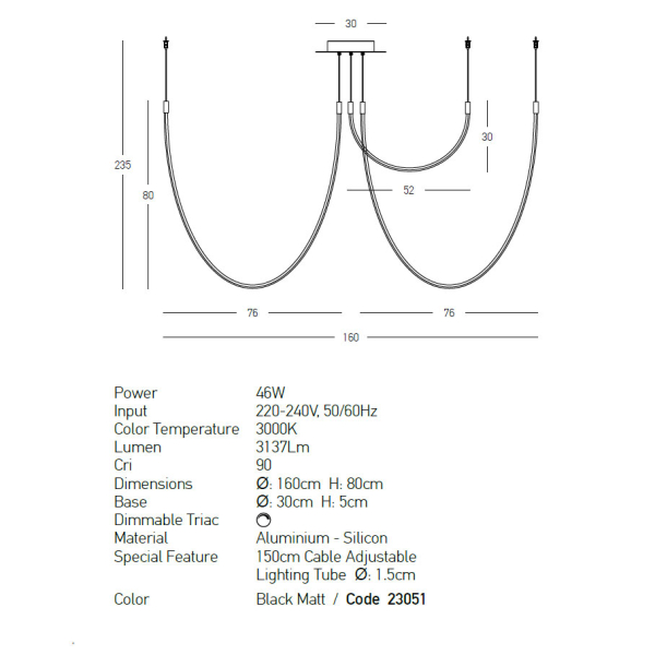 Φωτιστικό Οροφής LED Dimmable Zambelis 23051 Black Matt