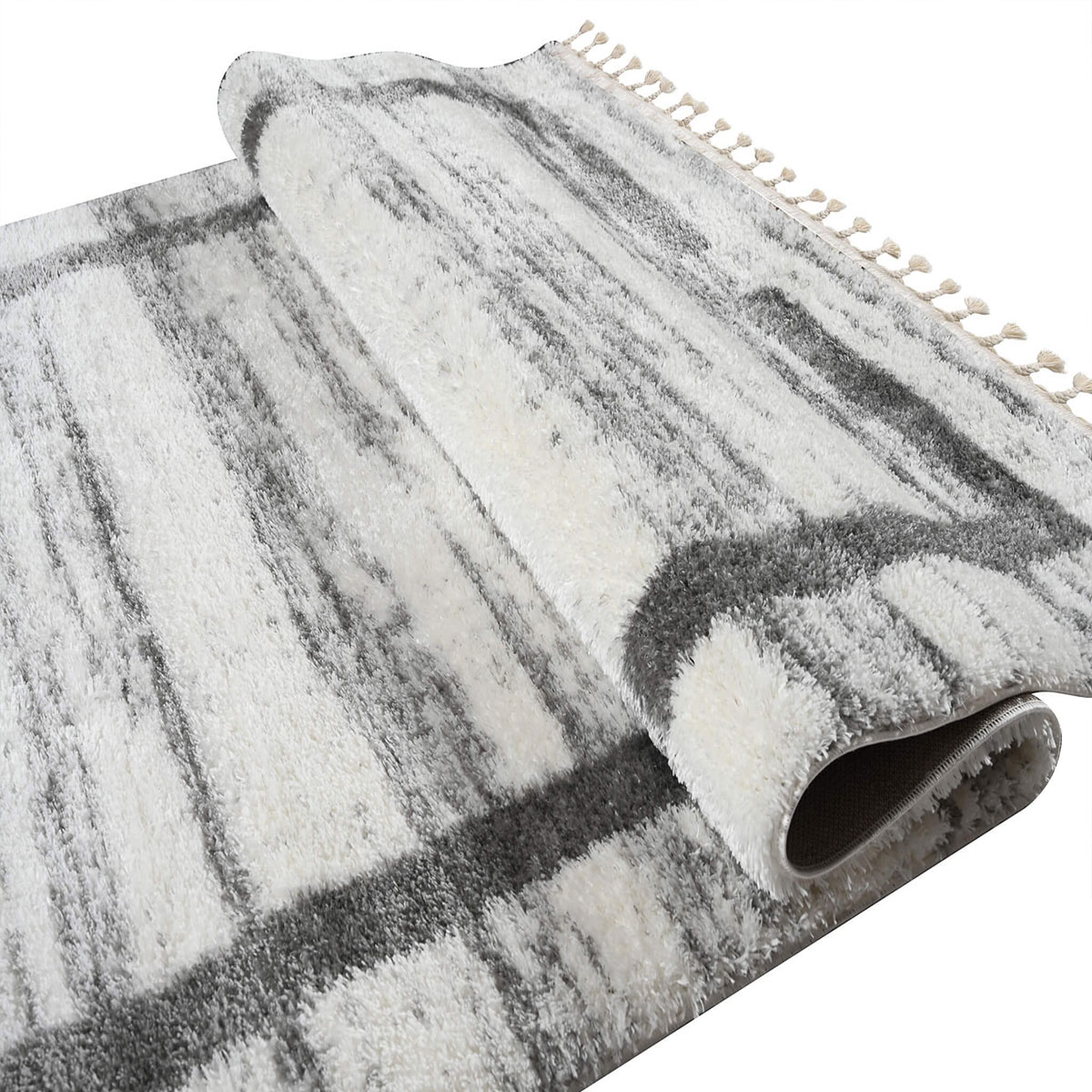 Χαλί (200X280) Polcarpet Silky Shaggy 799 Cream Grey Home Χαλιά Σαλονιού Spitishop