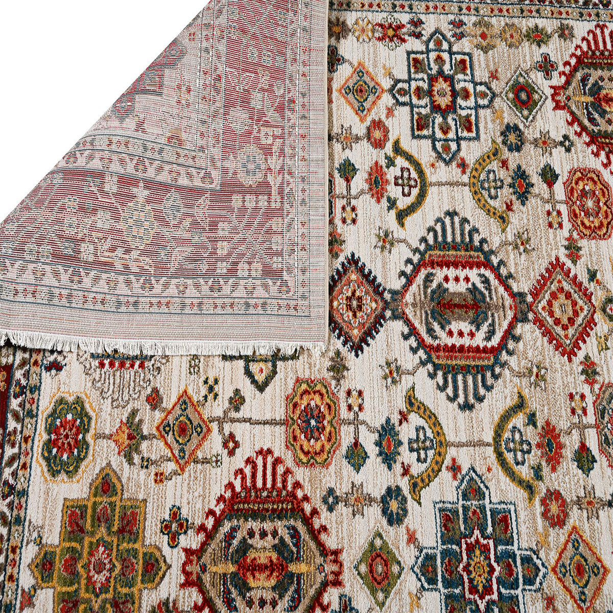 Χαλί (140X200) Polcarpet Kazak Oriental 695 Bone Bordo Home Χαλιά Σαλονιού Spitishop