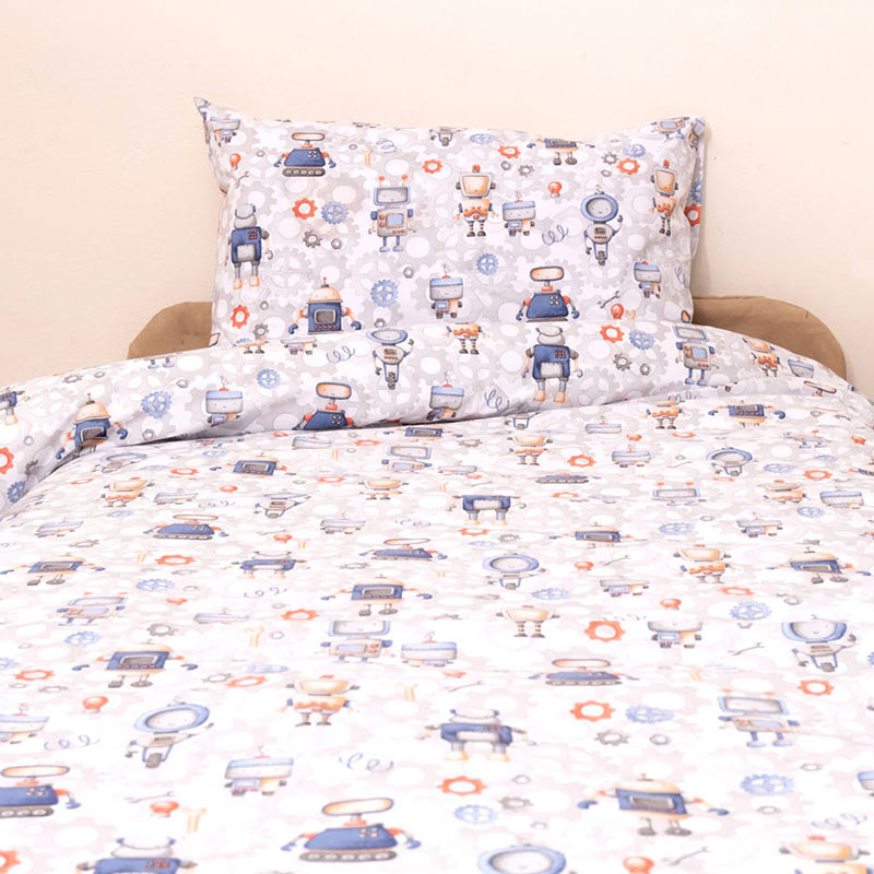 Κουβερλί Μονό (Σετ 160X240) Viopros Kids Ρομπότ Home Παιδικά Λευκά Είδη Spitishop