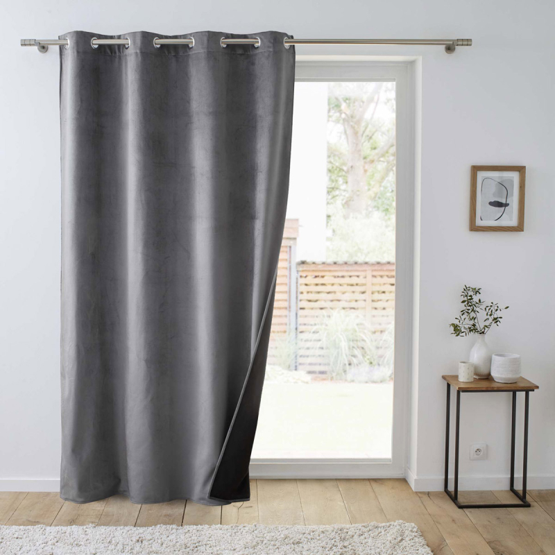 Θερμομονωτική Κουρτίνα Βελουτέ (140x260) Με Τρουκς L-C Polarchic Charcoal Grey 1611929