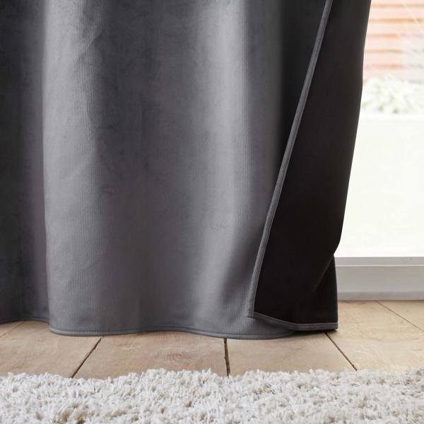 Θερμομονωτική Κουρτίνα Βελουτέ (140x260) Με Τρουκς L-C Polarchic Charcoal Grey 1611929