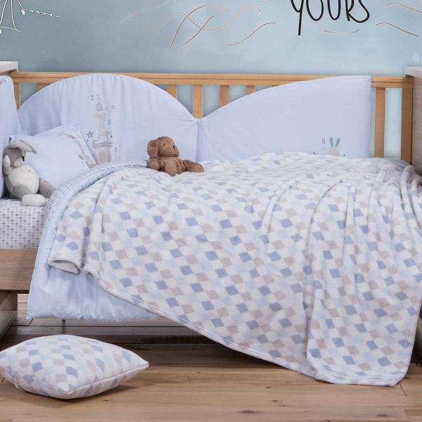 Κουβέρτα Fleece Κούνιας (110x150) Nef-Nef Homeware Baby Sweet Rhombus Blue