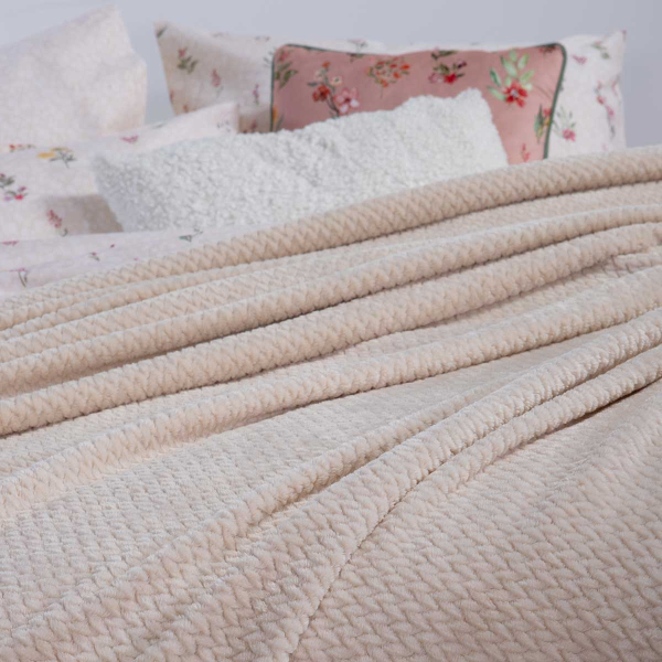 Κουβέρτα Fleece Μονή (160x220) Nef-Nef Homeware Worth Ecru