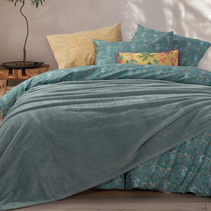 Κουβέρτα Fleece Μονή (160x220) Nef-Nef Homeware Worth Green