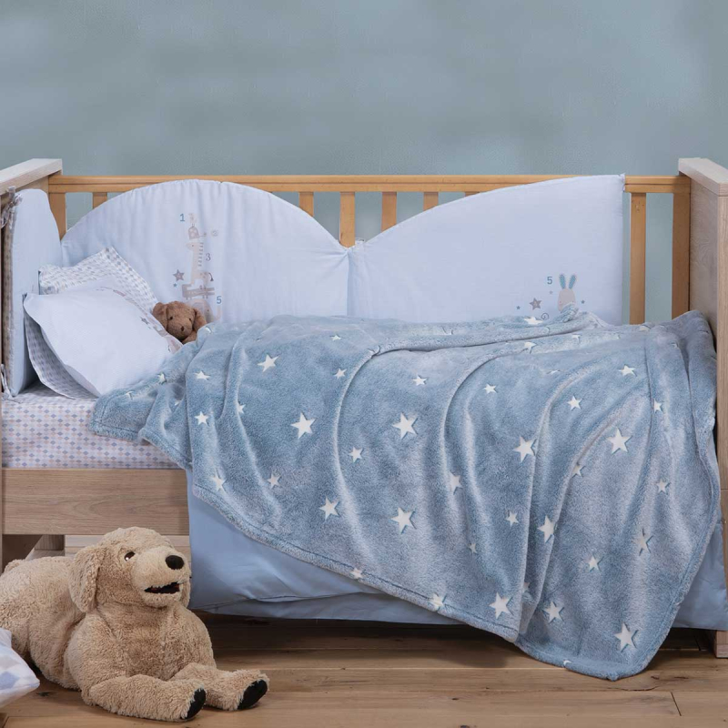 Φωσφοριζέ Κουβέρτα Fleece Κούνιας (110x150) Nef-Nef Homeware Baby Interstellar Denim