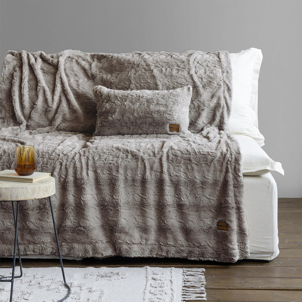 Γούνινη Κουβέρτα Καναπέ (130x170) Nima Velure Cigar Beige