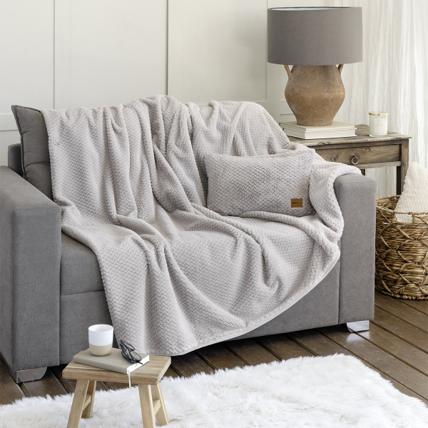 Ριχτάρι Καναπέ Διθέσιου Fleece (180x250) Nima Snuggle Light Grey