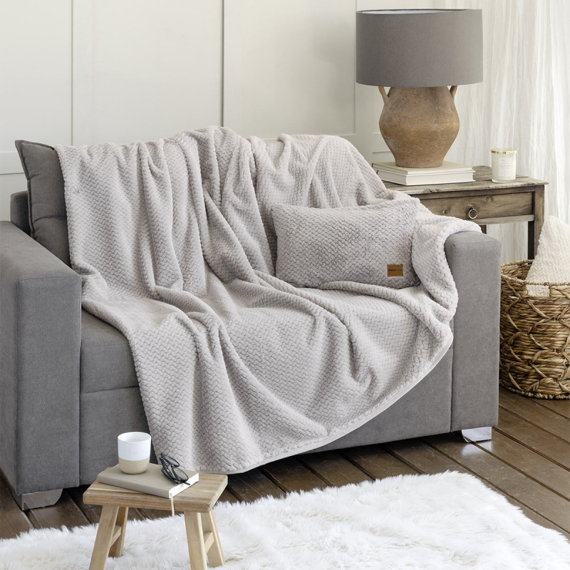 Ριχτάρι Καναπέ Διθέσιου Fleece (180x250) Nima Snuggle Light Grey
