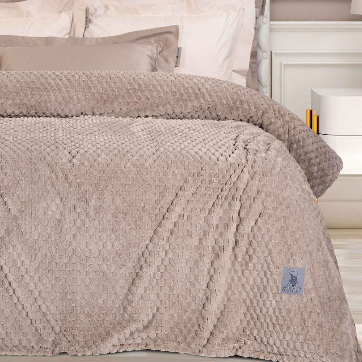 Κουβέρτα Fleece Υπέρδιπλη (220X240) Greenwich Polo Club Essential 3475 Taupe Home Λευκά Είδη Κρεβατοκάμαρας Κουβέρτες Υπέρδιπλες Spitishop