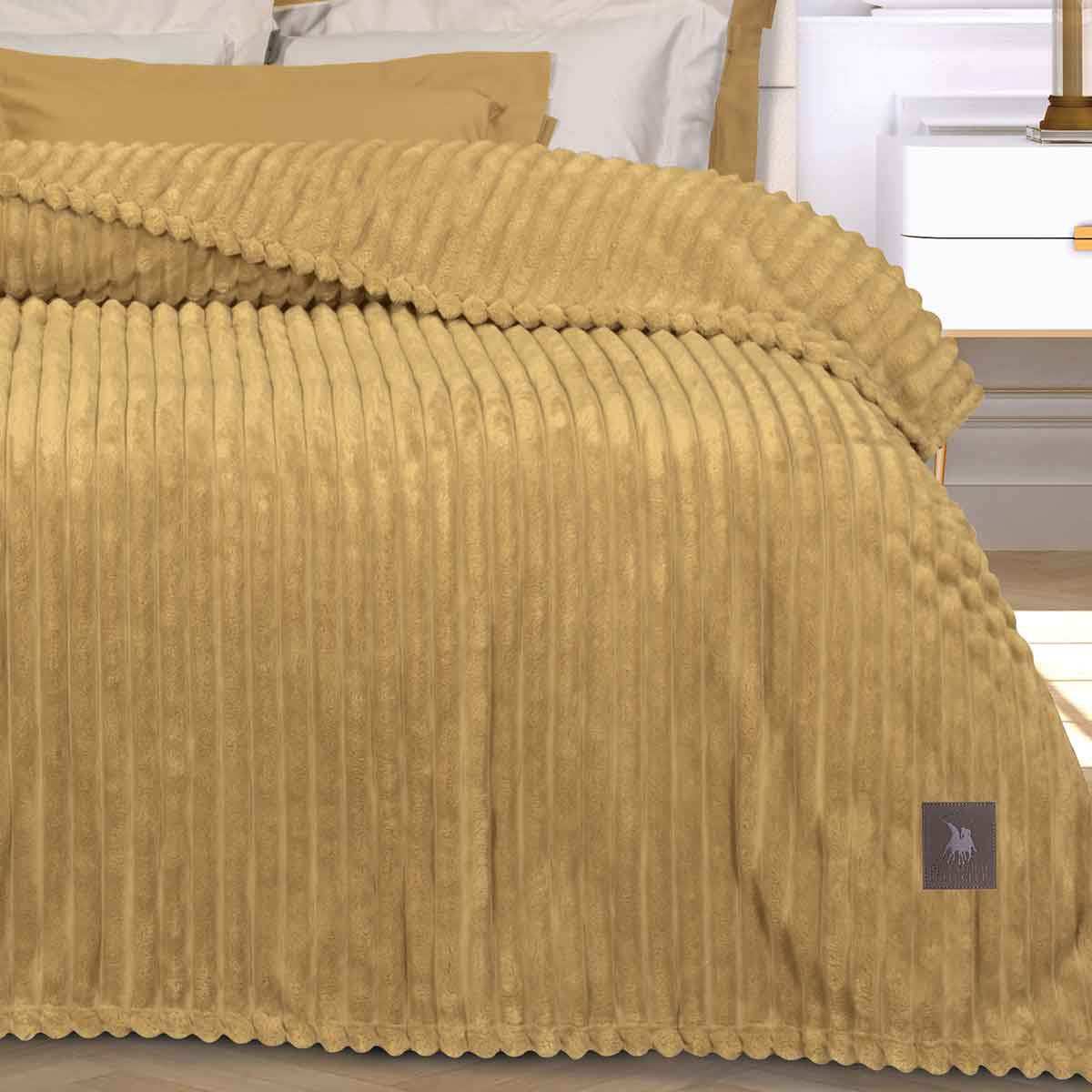 Κουβέρτα Fleece Μονή (160X220) Greenwich Polo Club Essential 3488 Ochre Home Λευκά Είδη Κρεβατοκάμαρας Κουβέρτες Μονές Spitishop
